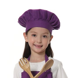 TopTie Chef Hat for Kid & Adult, Cotton Elastic Adjustable Kitchen Cooking Baking Hat-Purple-M
