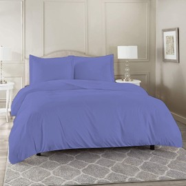 Laam Linen Luxury Plain Dyed Duvet Cover With Pillowcase Cover 100% Poly Cotton Easy Care UK Size Bedroom Bedding Set (Blue, Single)