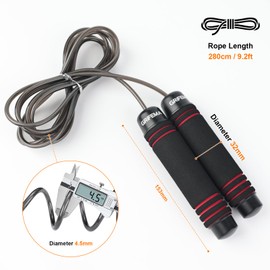 GRIFEMA GA5004 Skipping Rope For Adults Kids Fitness, Speed Jumping Rope, Weighted Boxing Skipping Rope, Length Adjustable, Black/White