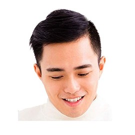 Dreambeauty Men's Partial Wig, Black, Men's, 100% Human Hair, Fully Hand Planted, Natural, Breathable, Artificial Skin, Hair Enhancing, Short Wig (18 x 20)