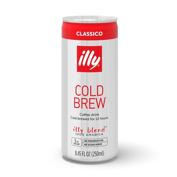 Illy Ready to Drink Coffee CLASSICO Cold Brew, Authentic Italian Coffee, Made with 100% Arabica Coffee, All-Natural, No Preservatives, 8.45 Fl Oz (Pack of 12)