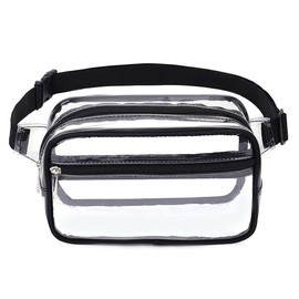 Clear Purses for Women Stadium, Fanny Pack Clear Bag Belt Bag Clear Stadium Bag, Clear Bag Stadium Approved Crossbody Bags for Women Trendy (Black)