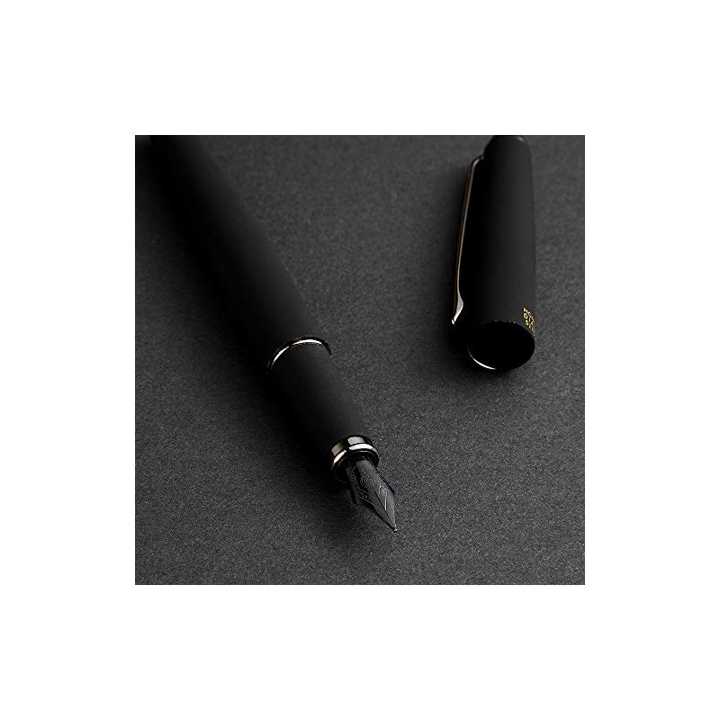 Hong Dian 517D - Pluma estilográfica, color negro mate, Punta