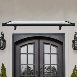 Window Door Awning Canopy, Front Door/Window Overhang for Sun Shutter, Patio Awning with Enhanced Drainage, UV Protection, Strong Load-Bearing Capacity, Aluminum Alloy Bracket, Easy Installation