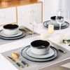 LeRATIO Ceramic Dinnerware Set of 4, Poreclain Plates, Bowls, Handmade