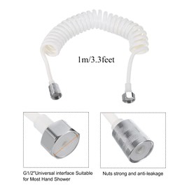 HIGH QUA Spring Flexible Shower Hose, 1 Meter/3.3 Feet Telescopic Shower Hose for Water Plumbing Toilet Bidet Sprayer Gun Bathroom Spiral Flexible Shower, White