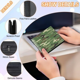 HFHTDC Boys Wallet Leather Bifold Wallet Teen Boys Cool Credit Card Cash Id Holder Rfid Blocking Fun Bi Fold Small Wallets (Green Camo)