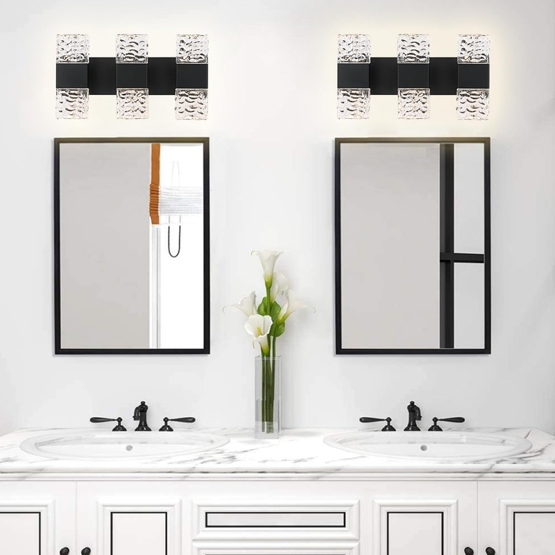 MELUCEE Modern LED Bathroom Lights Over Mirror 24W Dimmable Crystal