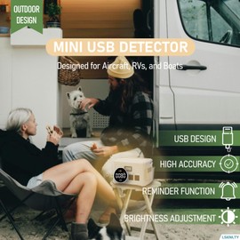 LSENLTY USB Carbon Monoxide Detector for Boat Aircraft RV, CO Detector with Alarm Function, 0-1000 PPM Detection Range Carbon Monoxide Monitor, Portable Mini Carbon Monoxide Detector for Travel Hotel