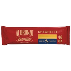 Barilla Al Bronzo Spaghetti Pasta 16 oz., Bronze Cut, Created from High Quality Durum Wheat, Imported From Italy, Non-GMO, Kosher