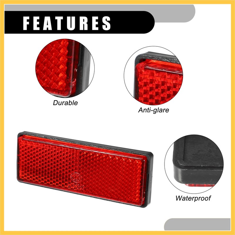 REPAIROCK 4pcs 3.46"x1.26" Universal Reflector - Rectangle Motorcycle Bike Safety