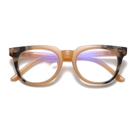 100 CLASSIC Blue Light Blocking Glasses, Computer/Reading/Gaming/TV/Phones Glasses for Women Men, Anti Eyestrain & UV Glare (Beige)