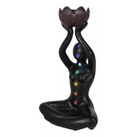 Black Yoga Meditation Avatar With 7 Chakra Zone Colors Backflow Incense Burner