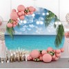 Laeacco 7.2x7.2ft Tropical Beach Round Backdrop Cover Seaside Ocean Palm