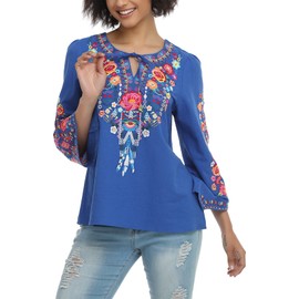 YZXDORWJ Blusa bohemia de verano para mujer con bordado bohemio mexicano, 76bl-xxxl, XXXL