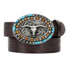 UTOWO Western PU-Leather Cowboy Buckle Belt for Men and Women