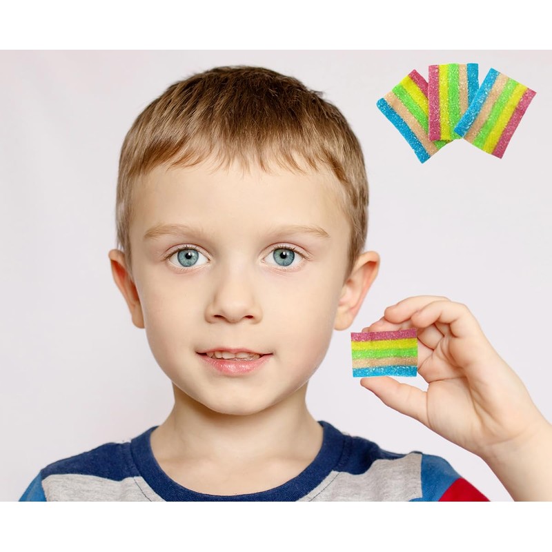 Fruidles Sour Rainbow Belts Bites, Multicolored Gummy Candy, Fat-Free (Half-Pound)