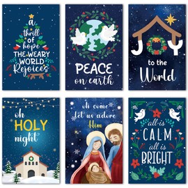 24 Religious Christmas Cards With Envelopes & Stickers, Christian Boxed Christmas Cards Assortment, Nativity Christmas Cards for Family Friends