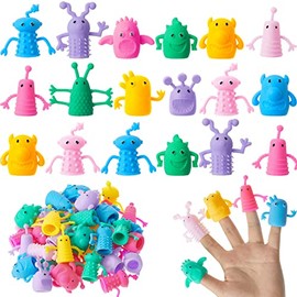 Junkin 40 Lindos Juguetes de Marionetas de Dedo de Patrón de Monstruo Mini Juguete Elástico de Muñeca de Dedo de Goma Suave Set de Bromas para Recuerd