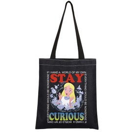 CMNIM Alice Gifts Alice Wonderland Tote Bag Stay Curious Bag Alice Fans Gift Anime Gift Cartoon Movie Aesthetic Bag Handbags (Stay Curious TB)
