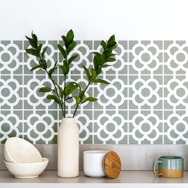 NAKLEO Tile Painting Stencil 33x33 cm, Ravenna Jetel Floral Ornament, Plastic Reusable Template, Home Decor Craft DIY, Floor Concrete Patio Wall - Terracotta