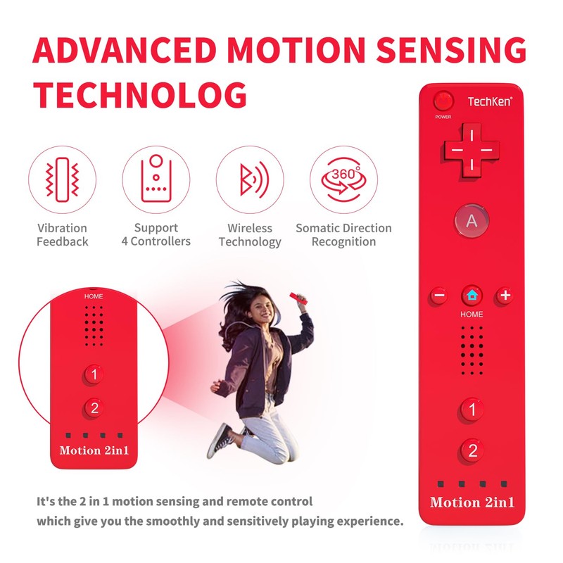2 Sets Remote Controller for Wii, TechKen Replacement Remote Built-in