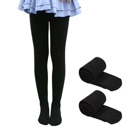 Risipu Black Ballet Tights for Girls, 2 Pcs of Toddler Elastic Dance Tights Slim, Ultra Soft Bottoms Suitable for School Uniforms or Daily Wear (UK, Numeric, 50, Black)