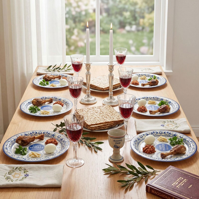 100 Pcs Passover Paper Plates 9 Inch Disposable Pesach Dinnerware