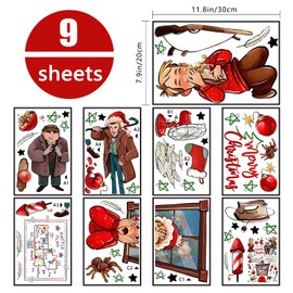 Yovkky 149 PCS Merry Christmas Ho m e. A lo.ne Window Clings 9 Sheets, Xmas Kevin Battle Plan Thief 2025 New Year Stickers Decals Decor, Stocking Fan Iron Winter Holiday Home Kitchen Decorations