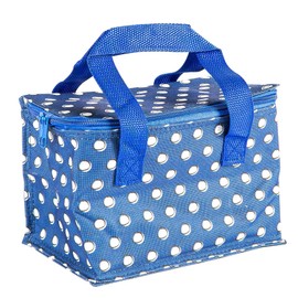 Blue Polka Insulated Lunch Bag - Foil Lined Work Picnic Cooler Cool Tote Bag for Men, Women - By Nicholas Winter