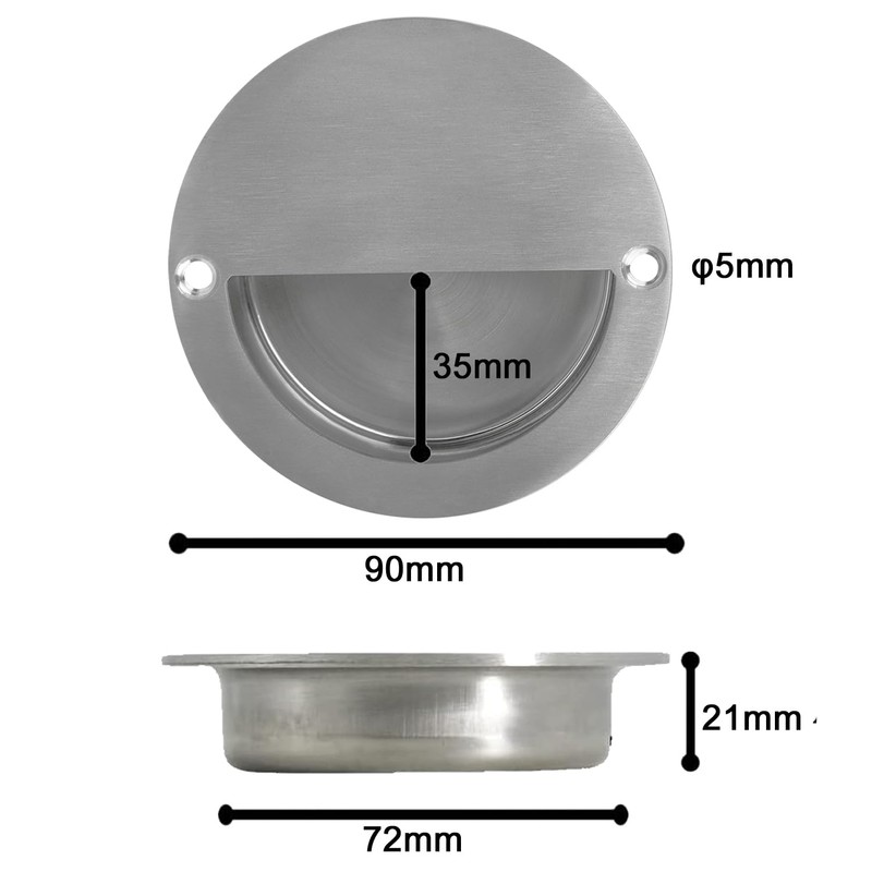 Gasea 2 Packs Recessed Sliding Pull Door Handles, 90mm Stainless