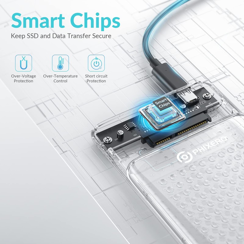 PHIXERO 2.5" Hard Drive Enclosure, 6Gbps USB 3.1 Gen 1