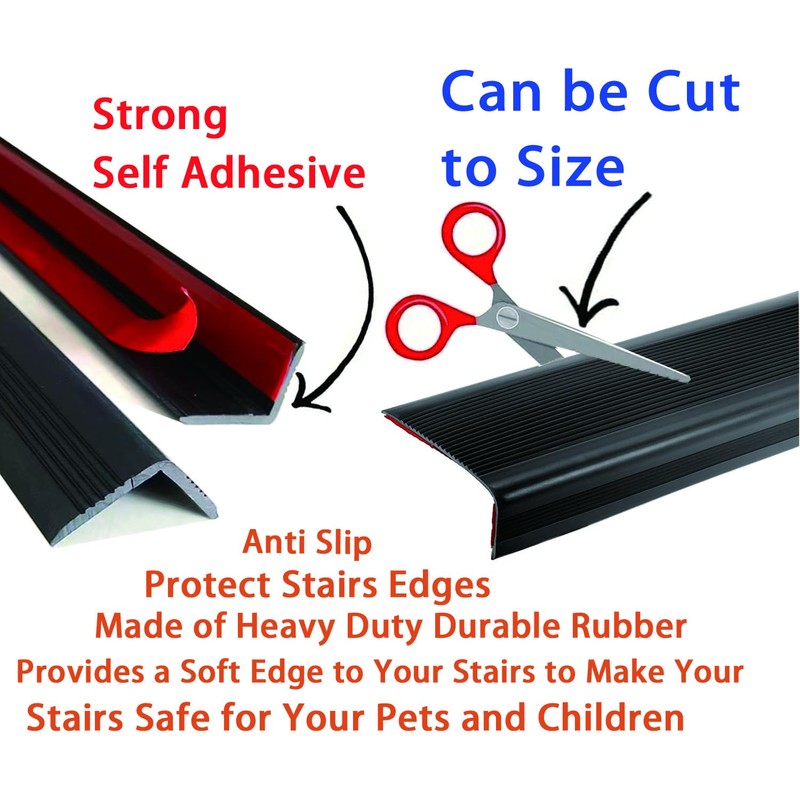 5ft Vinyl Rubber Stair Nosing Stair EdgeTrim Non-Slip Self Adhesive