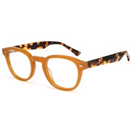Dollger Blue Light Blocking Glasses For Woman Men Thick Frame Round Non-Prescription, pertain Computer Gaming，TV，Work Tea framed leopard print