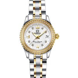 MASTOP Couple Men Women Automatic Mechanical Watch Couple Automatic Watches (Silver Gold White)