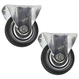 3 (75mm) Rubber Fixed Castor Wheels Trolley Furniture Caster (2 Pack) CST01