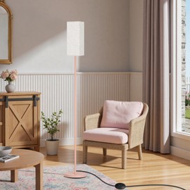 GOEBLESON 64.6" Floor Lamp, Pole Lamp with Foot Switch, Modern Standing Lamp Shade, Minimalist Freestanding Lamp (Bulb Not Included), for Living Room, Bedroom Office ETL Listed,Pink and Beige PE07LD05