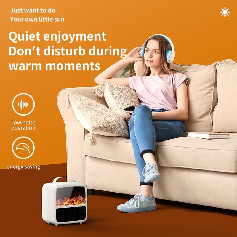 2nd Generation Mini Electric Space Heater with 3D Flames, Portable