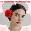 GGUFAY 2 Pieces Red Peony Hair Pin Artificial Flower Brooch