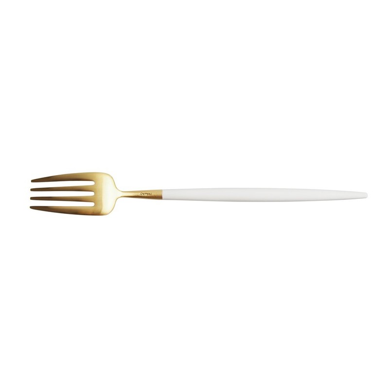 Cutipol GOA GO07WGB Dessert Fork, White/Gold, 7.3 inches (18.5 cm)