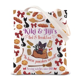FOTAP Kiki's Anime Lover Gift Kiki&Jiji’s Bed And Breakfast Inspire Tote Bag Black Cat Lover Handbag Animated Movie Gift (Kiki&Jiji’s T2)