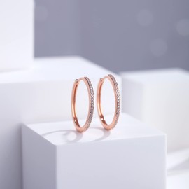 JiaYang Hoop Earrings 925 Silver for Women, Large Hoop Earrings with 5A+ Cubic Zirconia Sterling Silver Hoop Earrings Jewellery, 25 mm - 28 mm Hoop Earrings for Women, Gift for Women, Mother, Cubic