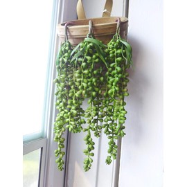 Artificial Flowers 3 Bunches Plants Plastic Pearl Bead Hangings (11" Each) Realistic Flower Arrangements Craft Art Decor Plant for Indoor Outdoor Decoration