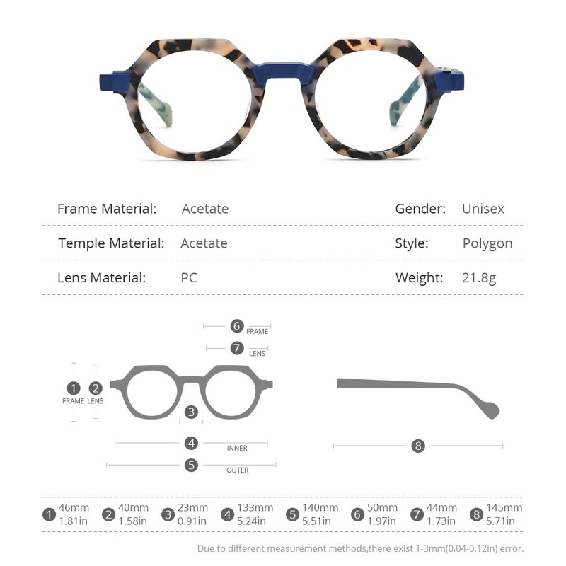 HEPIDEM - anteojos de acetato multicolor mate para mujer, estilo