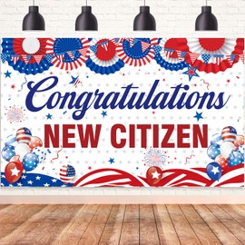 Congratulations New Citizen Banner Backdrop Decorations, American New Citizen Banner Decorations Party Supplies, New American Naturalization Party Idea Congrats on Your Citizenship