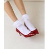SRYL Women Lace Ruffle Frilly Socks (White-1 Pairs_Double Lace)
