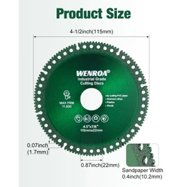 WENORA 5 Pack 4 1/2" Indestructible Disc for Grinder, Angle Grinder Cutting Disc Fits 7/8" Arbor, Diamond Ceramic Tile Concrete Saw Blades for Smooth Cutting, Chamfering, Grinding Materials
