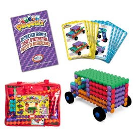 POPULAR PLAYTHINGS Jumbo Playstix Set Construction Toy Building Blocks 80 Piece Kit, Multicolor (90020)