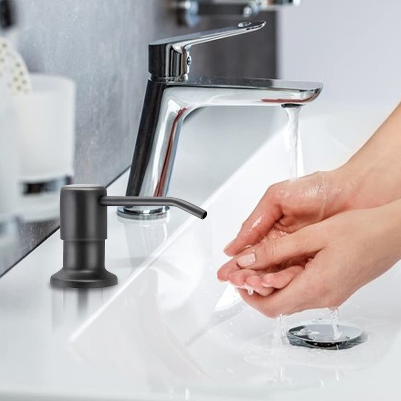 Sink Soap Dispenser Kitchen, 350ml Kitchen Built-in Stainless Steel Dispenser