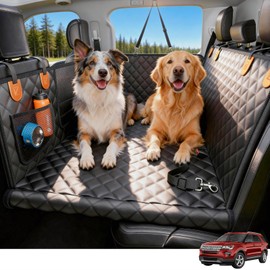 Wigoo Dog Car Seat Cover for Back Seat, 450lb Hardbottom Dog Hammock,Waterproof & Anti-Scratch Backseat Protector for 1-4 Large/Medium Dogs, Seat Extender for SUV Medium Truck, Size-L, Black+Orange